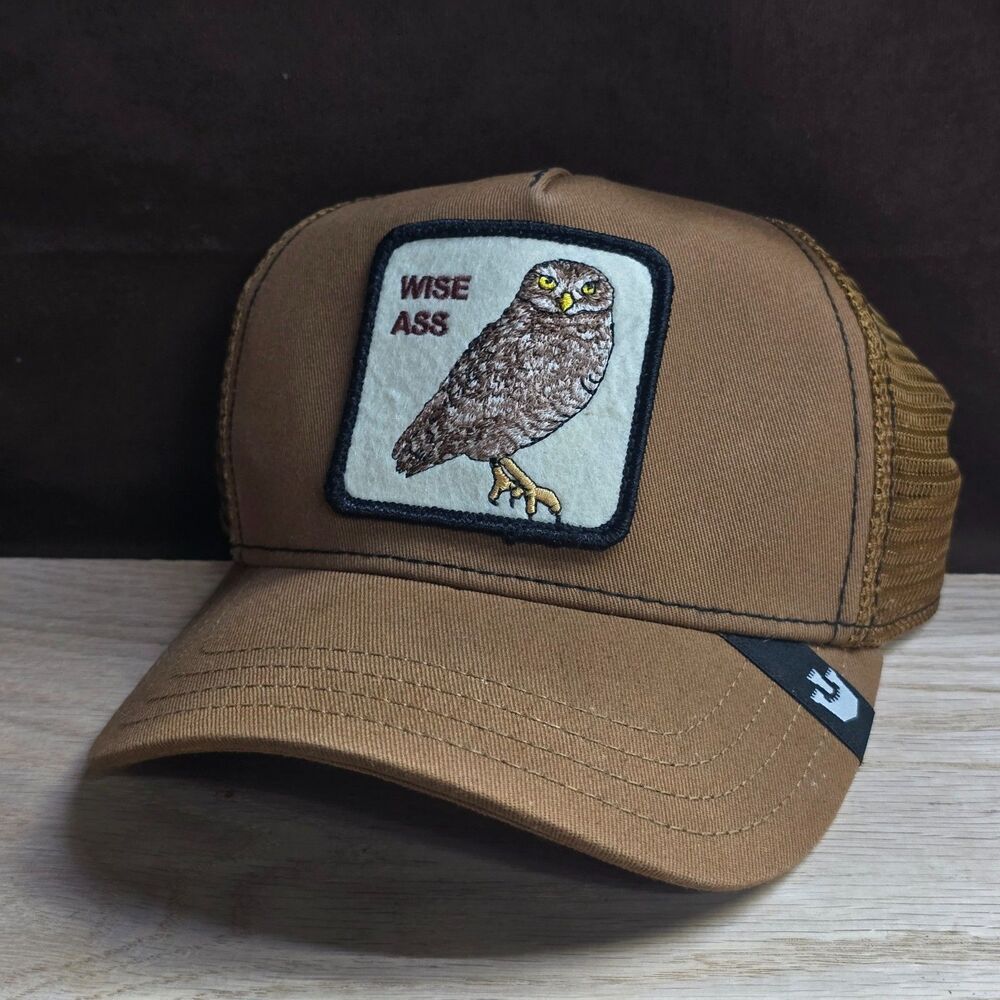 Goorin Bros Wise A** Owl Trucker Hat Brown Tan Mesh Snapback